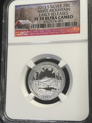 2013-S 25c Silver White Mountain NP Quarter NGC PF70 Ultra Cameo-BEAUTIFUL! - Picture 3 of 7