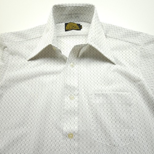 VTG Sears Mens Shirt Medium White Gray Barbwire Circle Dots Perma Prest Trim 70s - Picture 7 of 19