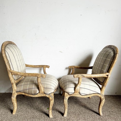 French Provincial Lounge Chairs With Brass Nails - a Pair - Picture 7 of 10