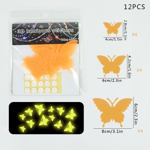 Pegatina de pared mariposa luminosa - calcomanía de pared de dormitorio decoración de papel tapiz oscuro - Imagen 10 de 16