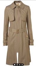 Topshop Best Of British Khaki Quilted Cotton Trench Coat/mac Bnwt Size 12