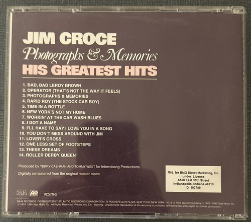 Jim Croce - Photographs & Memories - His Greatest Hits CD 💿 - Picture 2 of 3