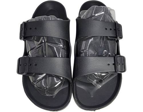 Women's Black Plastic Two Buckle Sandals Size 8 - Picture 5 of 6