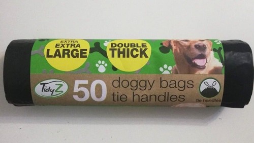 TidyZ Hundetaschen Krawattengriffe Hund Poo Poop extra groß doppelt dick schwarz stark - Bild 3 von 6
