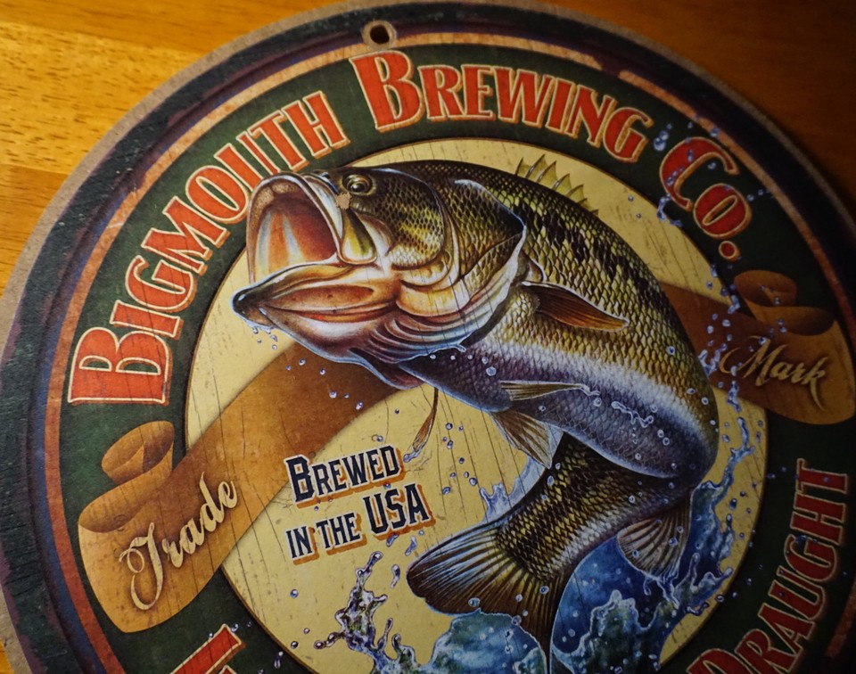 Bass Fishing Lodge Bar Sign – Fisherman Cabin Home Decor Rustic Brewery ...