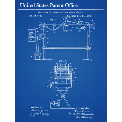 Inman Paper Box Covering Trimming Machine Side 1882 Patent Huge Art Poster Print