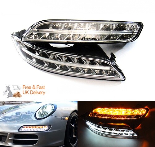 2x Porsche Clear LED Side Daytime Running Light Indicator 997  