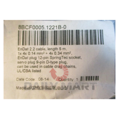 New In Box B&R 8BCF0005.1221B-0 Encoder Signal Feedback Cable