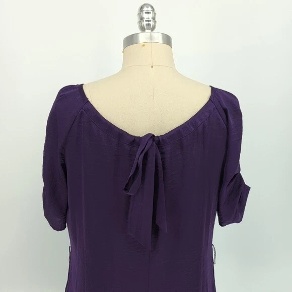 11375 Vestido Jessica Simpson Satinado Cambio Púrpura Talla 6 Preppy Negocios Informal Foto 4 de 4