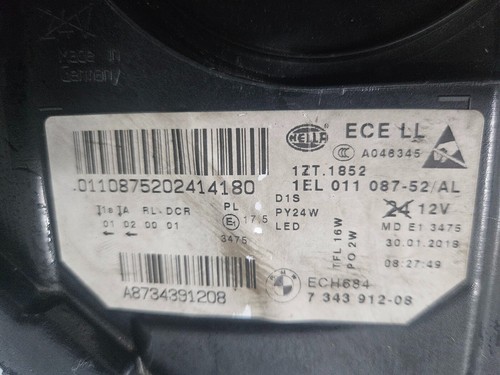 BMW 5 Series F18 LCI, F10 LCI, F11 LCI Xenon Headlight RIGHT OEM GENUINE 7343912 - Picture 5 of 6