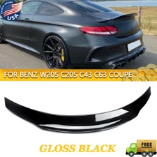 Gloss Black For 15-21 Mercedes W205 Coupe C205 PSM Style Rear Trunk Spoiler Lip