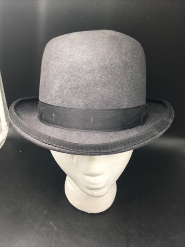 Black Wool Felt Bowler Derby Hat Small 