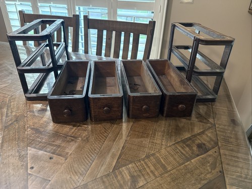 4 DRAWERS and FRAMES from 1920 Singer Treadle Sewing Machine Cabinet w/Hardware