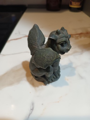 Gargoyle Statue Black/Gray Resin Stone Crouching w/ Wings 3.25"H - Picture 3 of 5