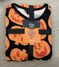 Hyde and EEK Men  s Black Orange Pajama Set Size L Halloween Pumpkins
