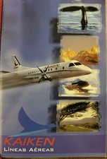 1990s KAIKEN AIRLINES of Argentina PROFILE BROCHURE ROUTE MAP SAAB 340