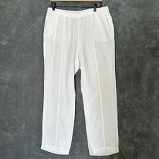 Chico's Linen Pants White Pull On With Side Pockets Size 2 Reg