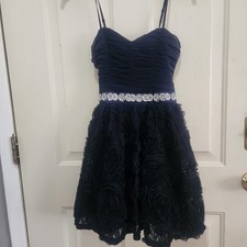 Trixxi Womens Navy Blue Cocktail Dress Evening 3 EUC Party Formal Wedding Prom