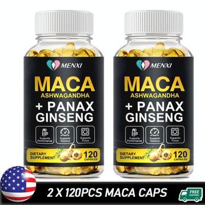 Organic Maca Root Peruvian Maca Extract Capsules for Men & Women 2x120 Softgels