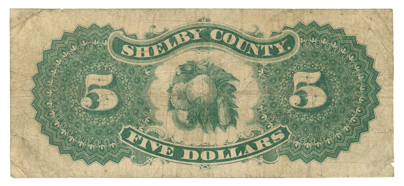 1874 Shelby County Memphis Tennessee TN $5 Note G-1358 (65868)