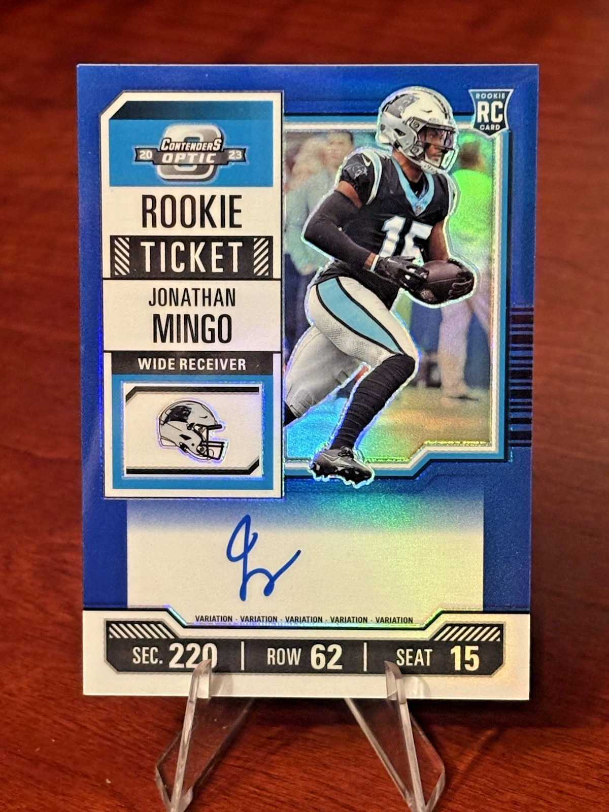 2023 Panini Contenders Optic Rookie Ticket Auto Blue #119 Jonathan Mingo /50 RC