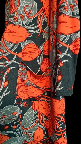 LuLaRoe Floral Print Long Sleeve Open Cardigan Sweater Black Orange Gray L - Picture 5 of 5