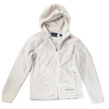 Marmot Fleece Plush Hooded Jacket Cream Full Zip Women's Size Small