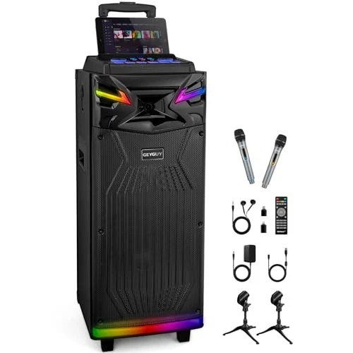 GEYGUY GTSK210-1 DUAL 10-INCH DSP BLUETOOTH KARAOKE MACHINE WITH 2 MICROPHONES