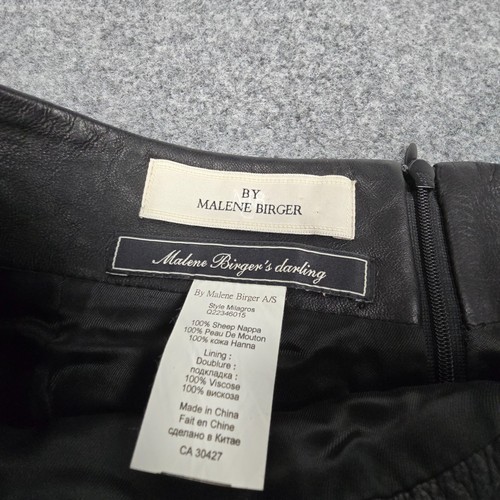 Marlene Birger Skirt Womens 10 Black Pencil leather formal zip casual size 10 AA - Picture 2 of 8