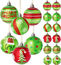 12 Pcs 2.4 Inch Christmas Ball Ornaments for Tree,Red and Green Glittering Hangi