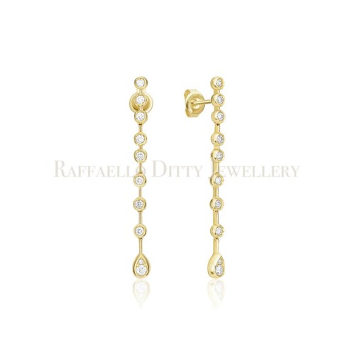 0.45 Ct Diamond Dangle Drop Earrings in Real 14k Yellow Gold Jewelry for Women - Video 1 of 1