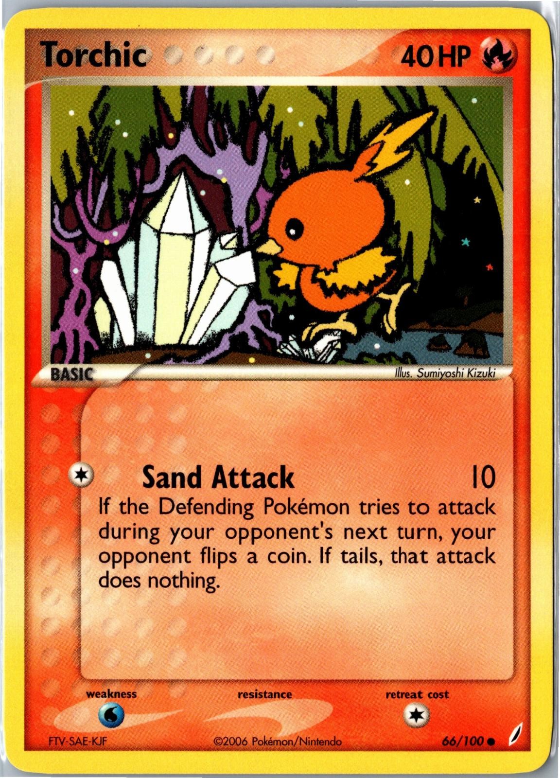 Pokemon Card - Torchic 66/100 Crystal Guardians Common Heavily Played