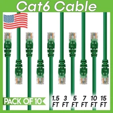 10 x Cat 6 Patch Cord Green Cat6 Cable Ethernet RJ45 Connectors Internet Wire
