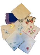 Lot of 8 Vintage Hankies Handkerchiefs Floral Embroidered Lace
