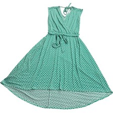 VTG Olivia Matthews Wrap Midi Dress Stretch Womens Petite Small USA Green White