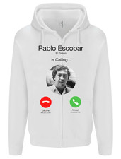 Pablo Escobar El Patron Is Calling Mens Zip Up Hoodie