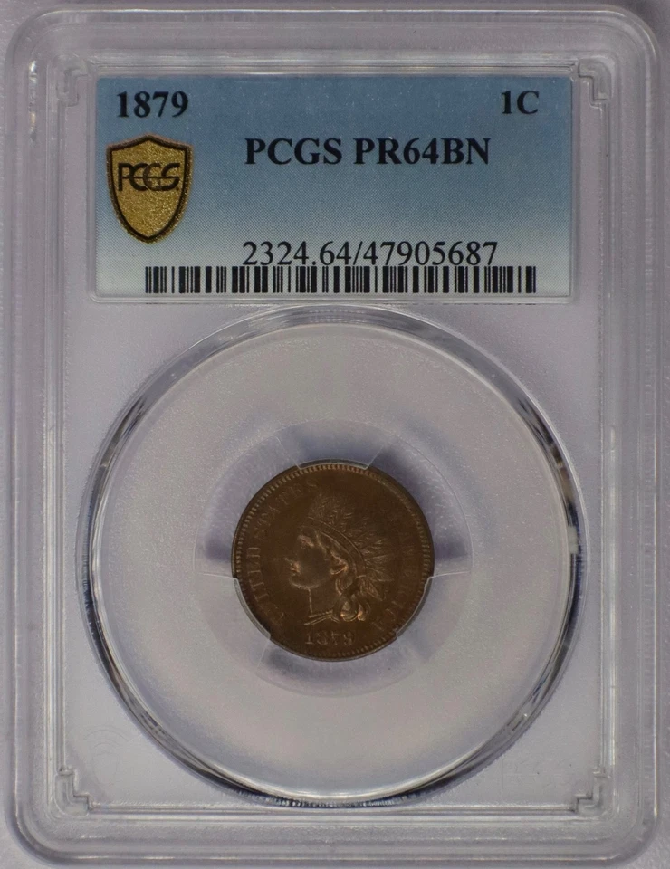 Centavo cabeza india 1879 1c - graduación profesional PR 64 BN Foto 3 de 4