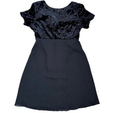 Vintage Black Velvet Top Dress Fits Small Medium Cocktail Whimsigoth Goth Witch