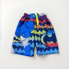 Boys Size 4 XS BATMAN SWIM TRUNKS Board Shorts MULTICOLOR Rear Pocket