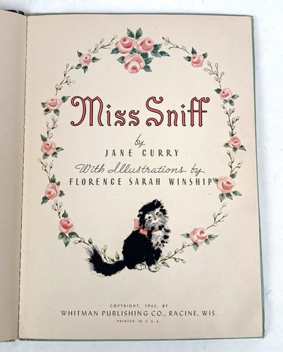 NICE Miss Sniff The Fuzzy Cat By Jane Curry 1945 A Fuzzy Wuzzy Book Whitman Pub - Picture 3 of 6