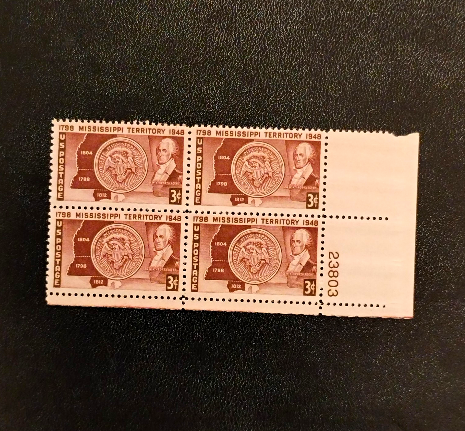 United States Mississippi Territory 3¢ Plate Block of 4 MNH 1948 Ungraded