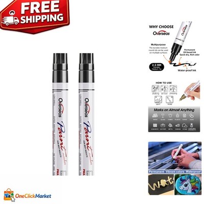 Fade-Resistant Black Permanent Markers - Waterproof for All Surfaces - 2 Count
