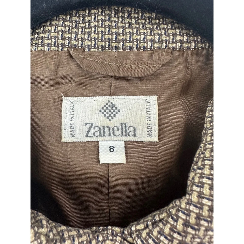 Chaqueta Blazer de Pata de Gallo Marrón para Mujer Hecha en Italia Talla 8 Foto 4 de 4