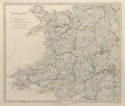 WALES & ENGLAND WEST MIDLANDS. Landkreise zeigen. Original Farbe.SDUK 1844 Karte