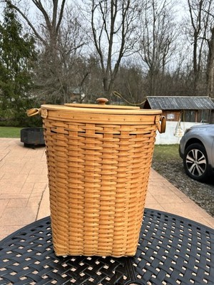 Longaberger 2002 XL Oval Basket Hamper Lid Leather Side Handles 22