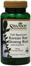 Swanson Premium Full-Spectrum Korean Red Ginseng Root 400 mg 90 Caps - Pack o...