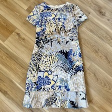 Talbots Floral Dress Classic Short Sleeve Work Career Office Church Blue 2