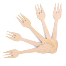 200 Bamboo Fork and Spoon 2 in 1, 4.72" Disposable Forks Spoons Combo Composa...