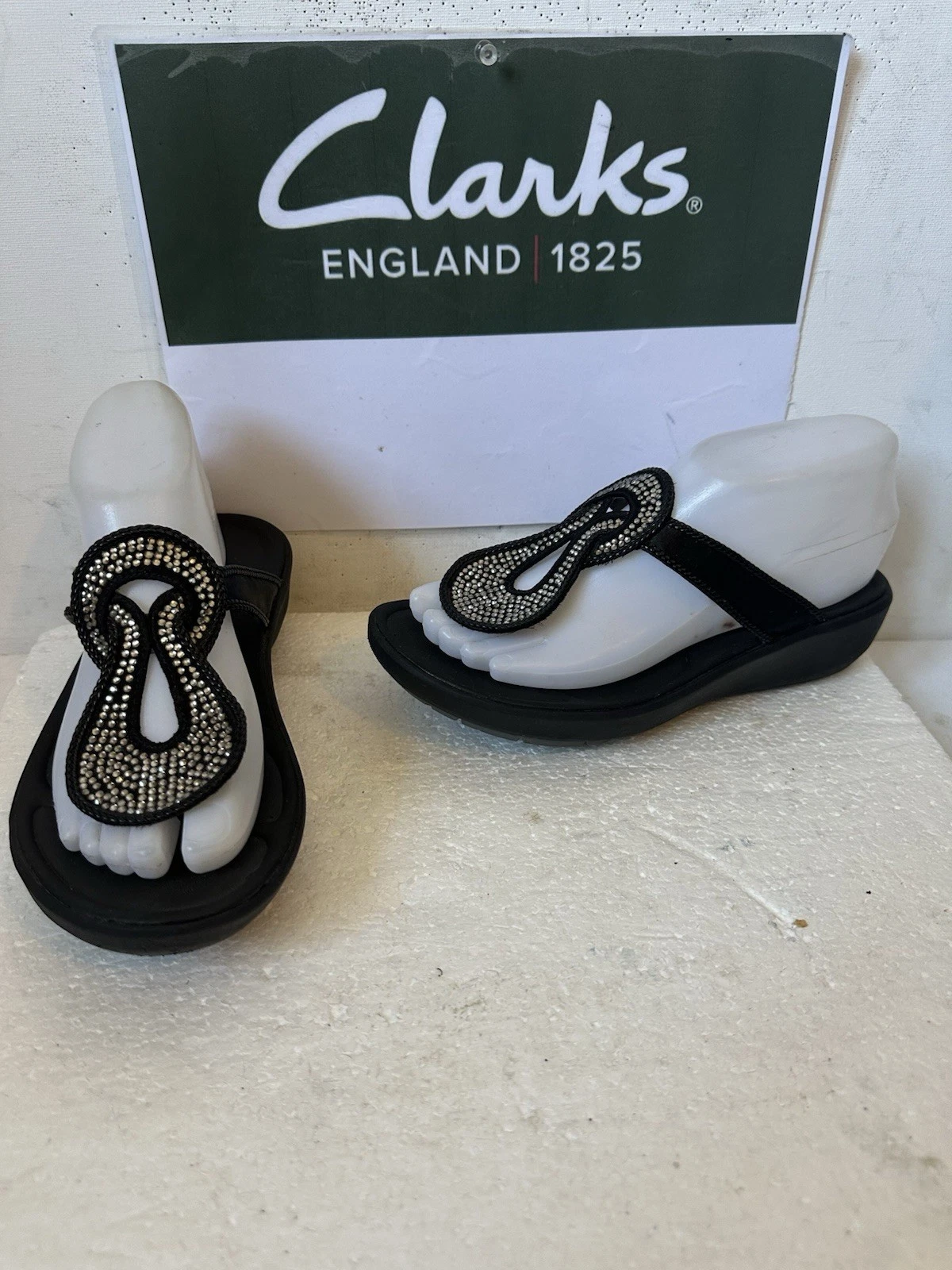 Sandali Clarks slip on in pelle taglia UK 5 EU 38 colore nero