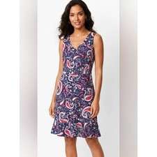 Talbots Paisley Flounce Hem Fit Flare Dress Size MP